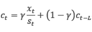 ct=γ(xt/st)+(1-γ)ct-L